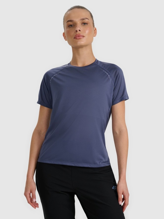 4F Koszulka do biegania regular szybkoschnąca damska - granatowa XL