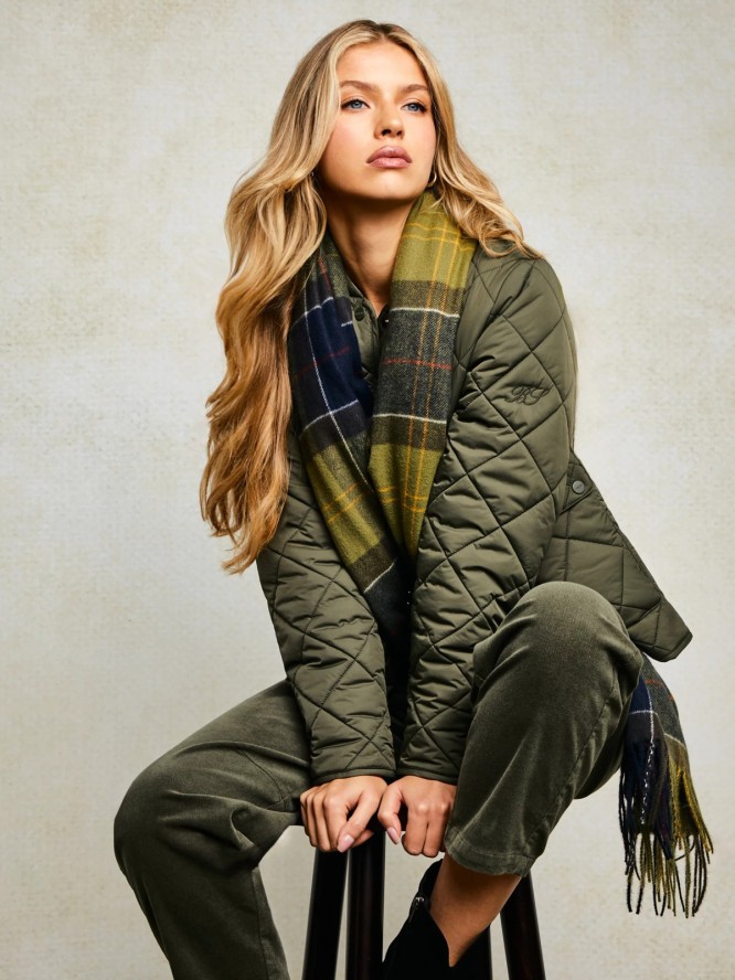 Szal damski w kratę zielony Saikas 304