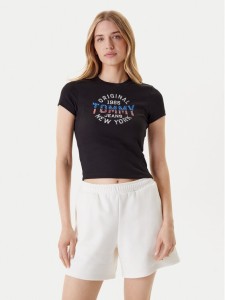 Tommy Jeans T-Shirt DW0DW21421 Czarny Slim Fit
