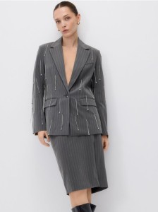 Spódnica z rozcięciem - jasnoszary