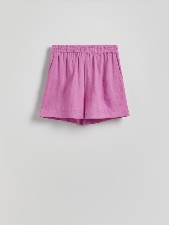 Lniane szorty - fioletowy