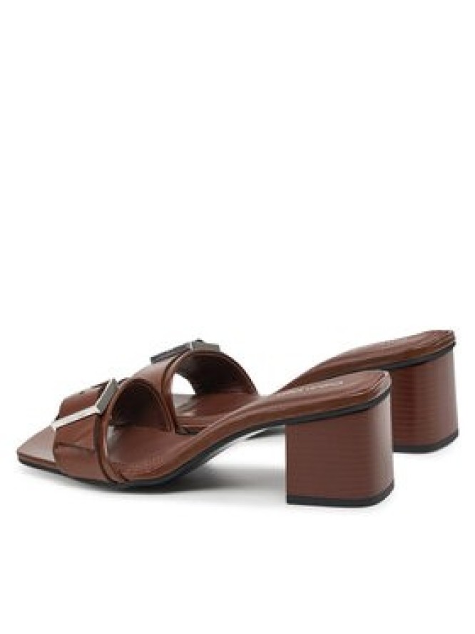 Calvin Klein Klapki Heel Mule 50 W/Buckle - Lth HW0HW02478 Brązowy
