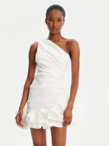 Bardot Sukienka koktajlowa Silvana Ruffle 60037DB Biały Slim Fit