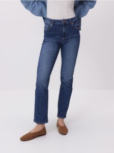 Jeansy slim straight - granatowy