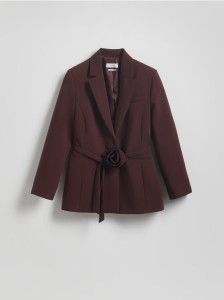 Marynarka z ozdobną różą - burgundowy