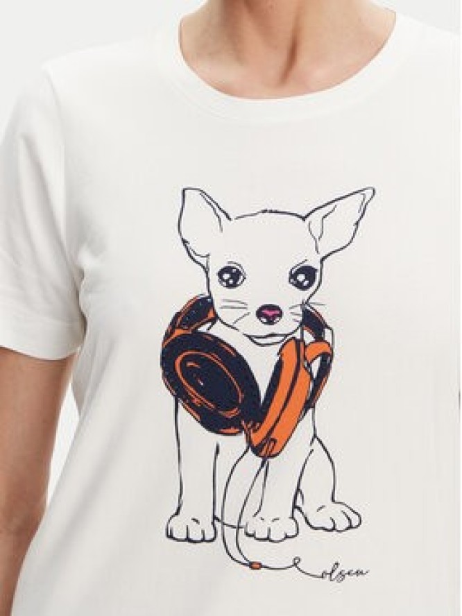 Olsen T-Shirt 11105029 Biały Slim Fit