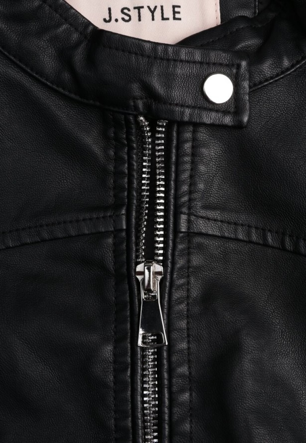 Czarna Taliowana Kurtka Ramoneska o Klasycznym Fasonie Tessana