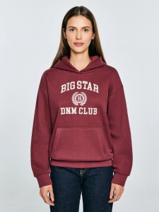 Bluza damska z kapturem z haftem bordowa Merta 604