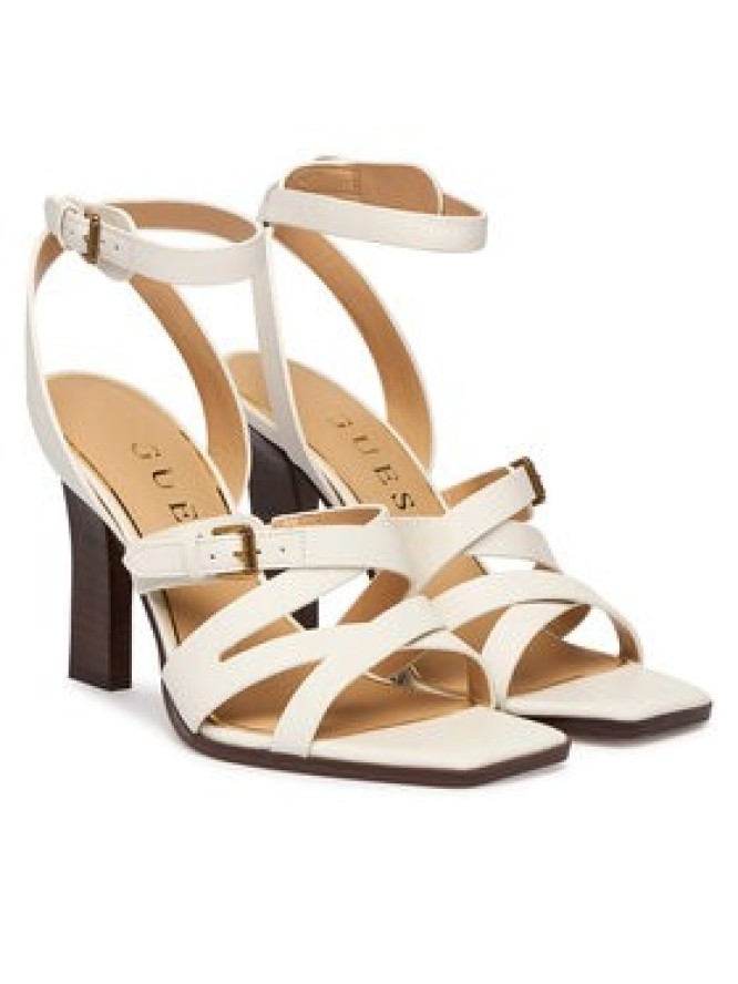 Guess Sandały FLJRAD LEA03 Kremowy