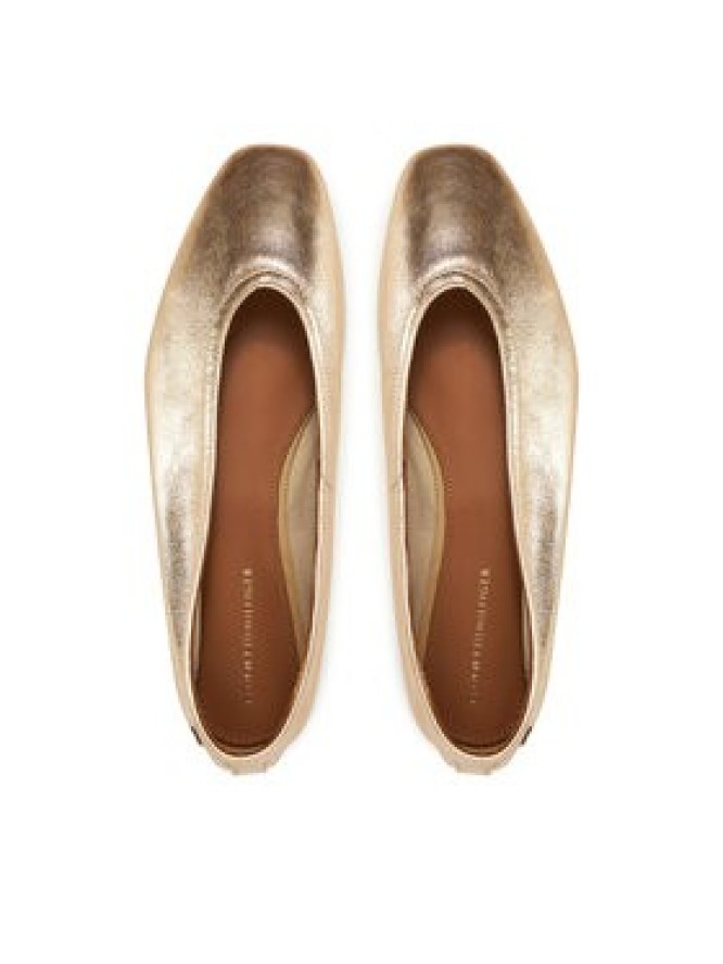 Tommy Hilfiger Baleriny Soft Metal Lthr Ballerina No Bow FW0FW08601 Złoty
