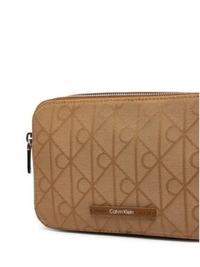 Calvin Klein Torebka Emblem Aop Jacquard Camera Bag LV04F3533G Brązowy