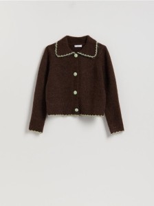 Kardigan z kołnierzykiem - brązowy