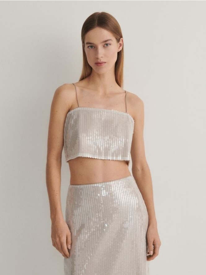 Top z cekinami - beżowy