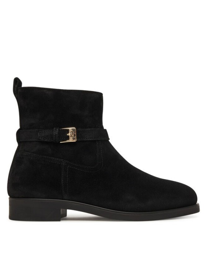 Tommy Hilfiger Botki Th Buckle Riding Suede Bootie FW0FW09047 Czarny