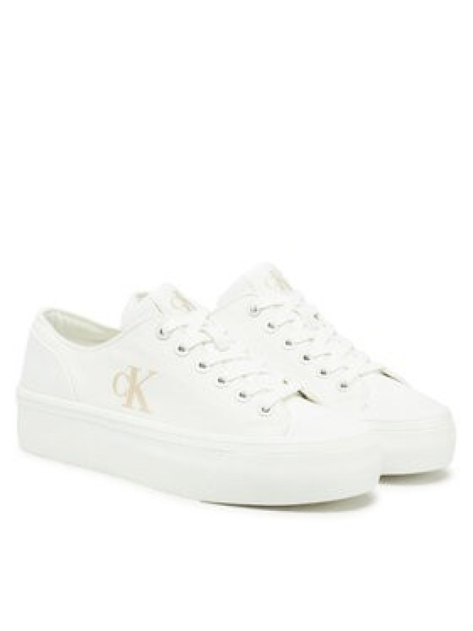 Calvin Klein Jeans Tenisówki Vulc Flatform Low Cv Mg YW0YW01763 Biały