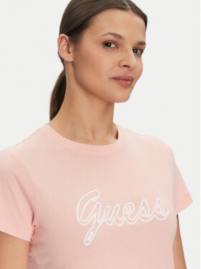 Guess T-Shirt V5GI02 K9RM1 Różowy Slim Fit