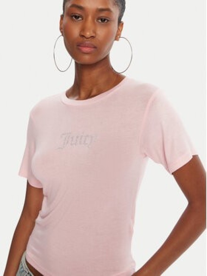 Juicy Couture T-Shirt Sheer JCWCT225301 Różowy Slim Fit