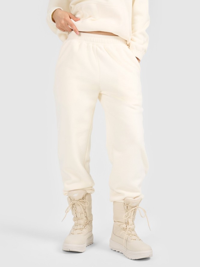 4F Spodnie dresowe polarowe damskie - białe XL