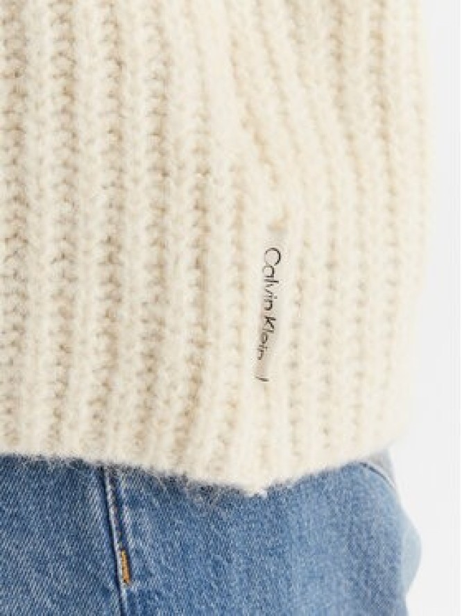 Calvin Klein Jeans Golf Brushed Wool Ls LV044D361G Biały Regular Fit