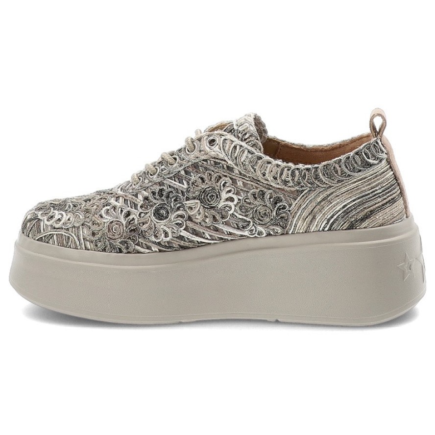 Sneakersy damskie Filippo, cholewka z materiału tekstylnego z ozdobnym haftem wiązany fason na solidnej platformie, khaki, DP7799/26