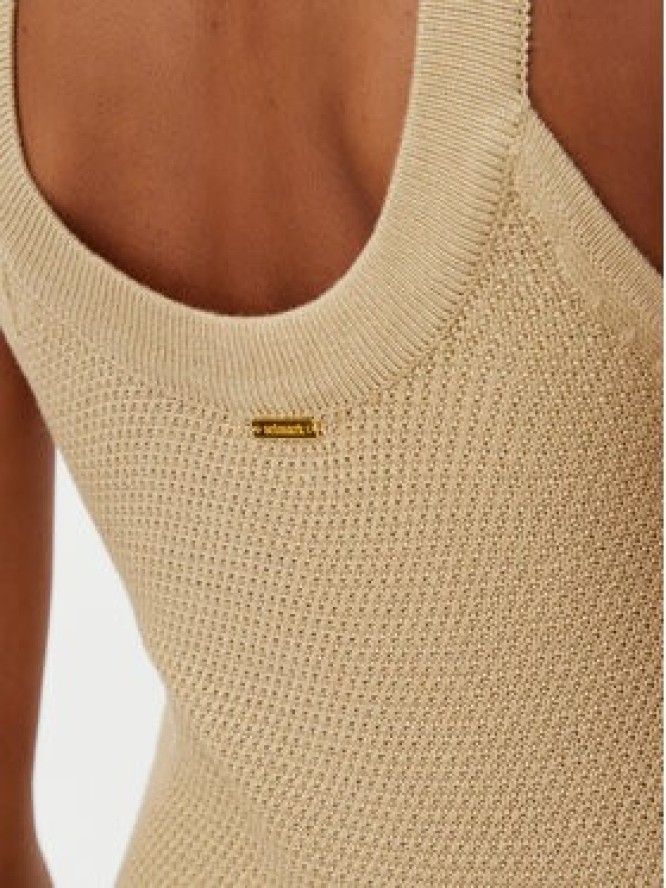 Selmark Sukienka letnia BC199 Beżowy Slim Fit