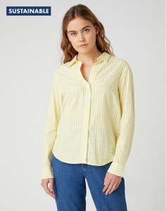 DAMSKA KOSZULA MATERIAŁOWA WRANGLER STRIPE SHIRT BUTTERCUP YELLO W5R6BDXJF 112130317