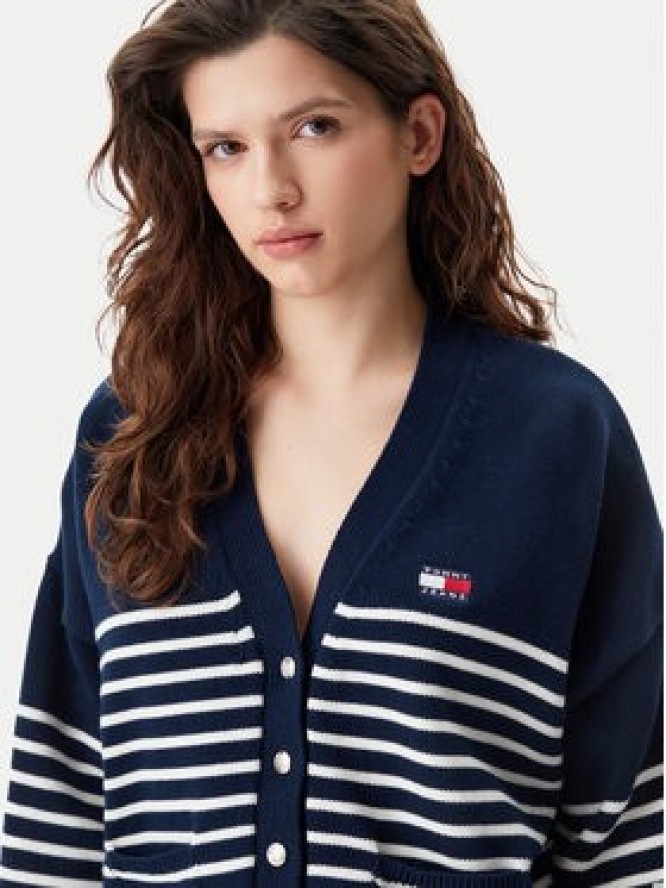 Tommy Jeans Kardigan DW0DW20257 Granatowy Relaxed Fit