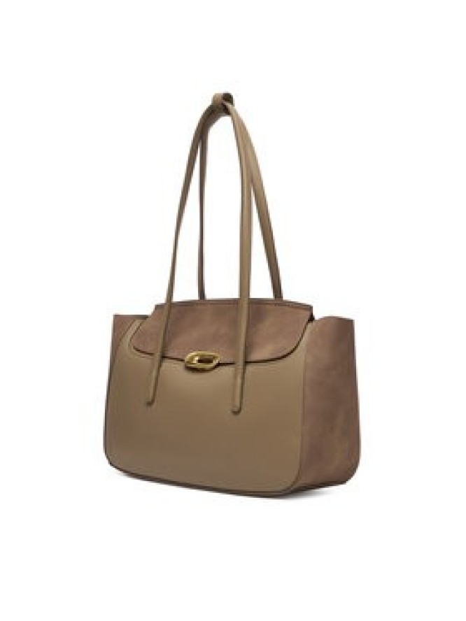 Calvin Klein Torebka Hardware Brushed Flap Tote Bag LV04F3336G Beżowy