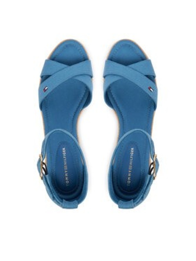 Tommy Hilfiger Espadryle Hemp Crossover Strap Wedge Espadrilles FW0FW09332 Niebieski