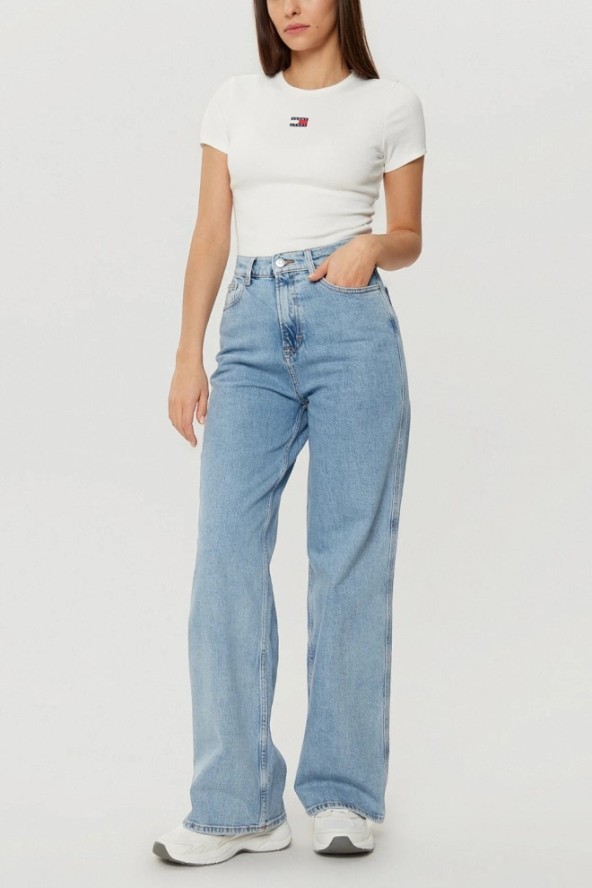 TOMMY JEANS Damski t-shirt w kolorze ecru, Rozmiar S