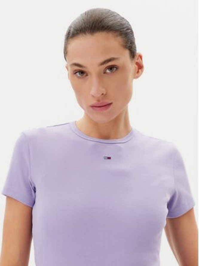 Tommy Jeans T-Shirt Essential DW0DW17383 Fioletowy Slim Fit