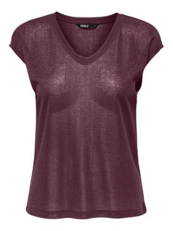 ONLY T-Shirt Silvery 15136069 Bordowy Loose Fit