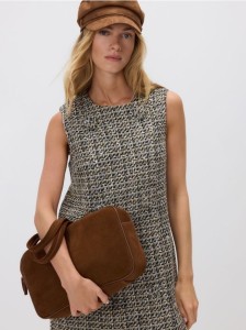 Skórzana torebka na ramię - brązowy