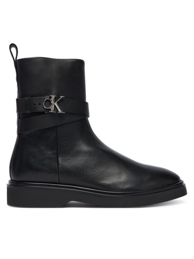 Calvin Klein Botki Ankle Boot W/ Metal Logo HW0HW02663 Czarny
