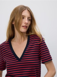 T-shirt z merceryzowanej bawełny - granatowy