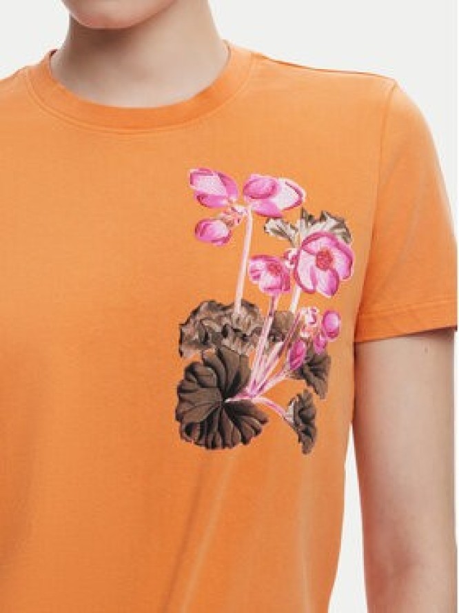 Desigual T-Shirt Botanical 25SWTK48 Pomarańczowy Slim Fit