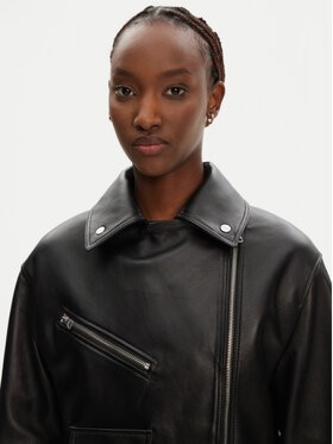 HUGO Kurtka skórzana Laridas 50545066 Czarny Regular Fit