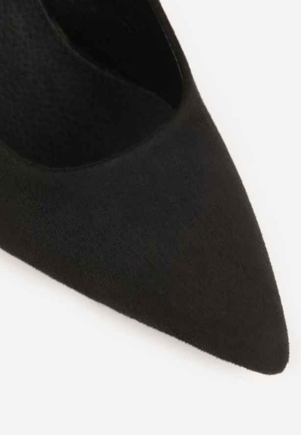 Czarne Czółenka Vices na Słupkowym Obcasie ze Skórzaną Wkładką Divira