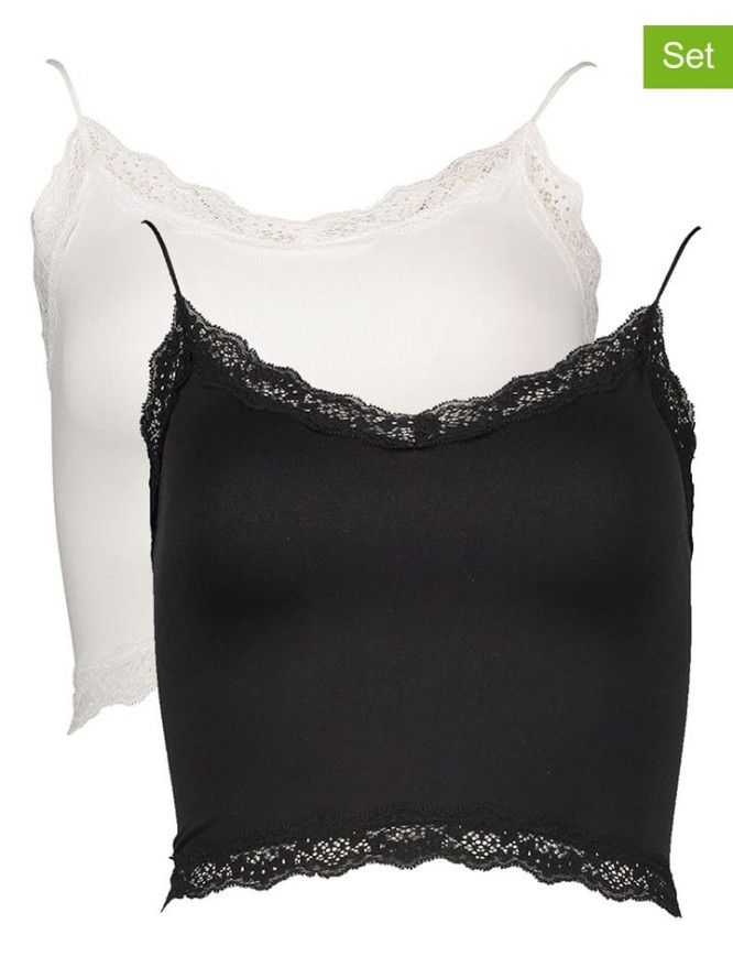 ONLY Topy (2 szt.) w kolorze czarnym i białym rozmiar: L/XL