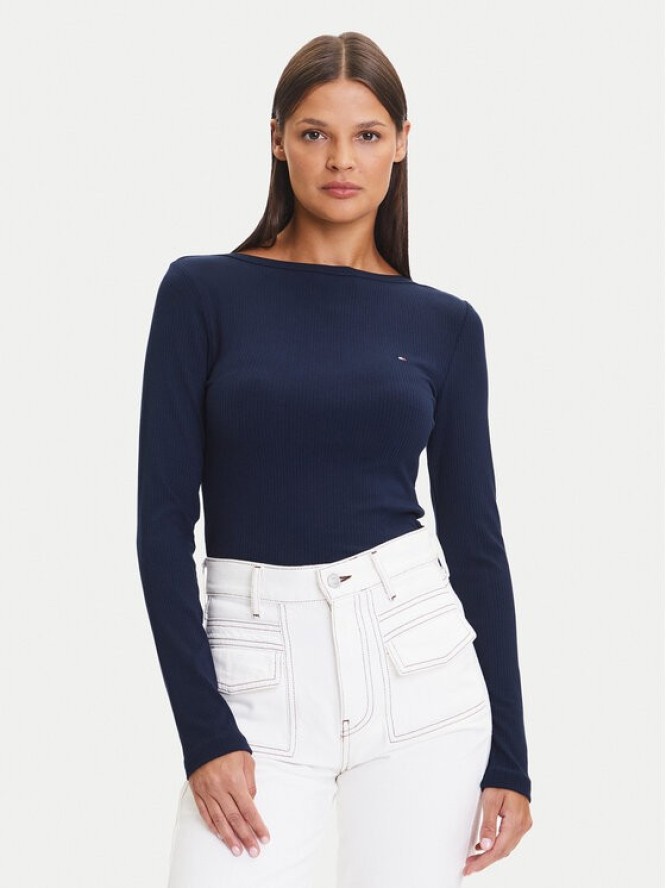 Tommy Hilfiger Bluzka WW0WW47309 Granatowy Slim Fit