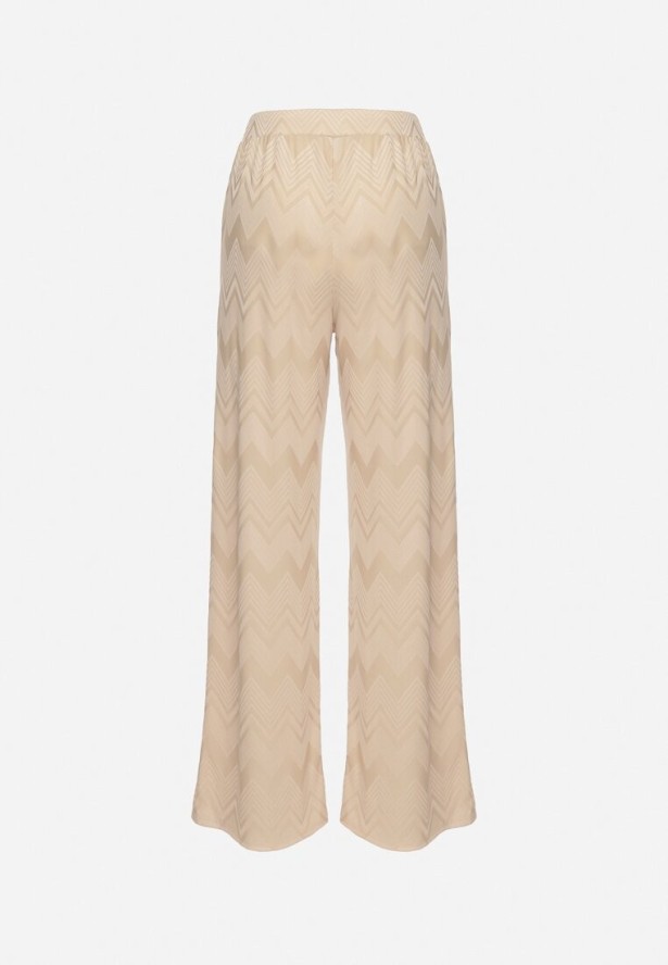 Beżowe Szerokie Spodnie z Wiskozą i Wysokim Stanem Abriela