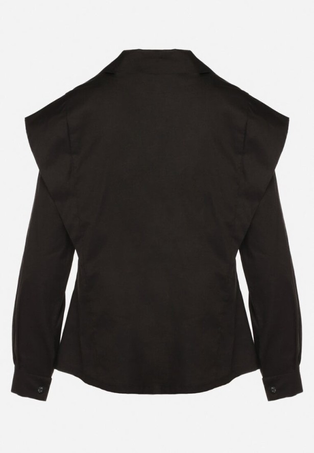 Czarna Bawełniana Koszula z Ozdobnymi Ramionami Teladoria