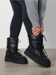 Sznurowane botki za kostkę - czarny