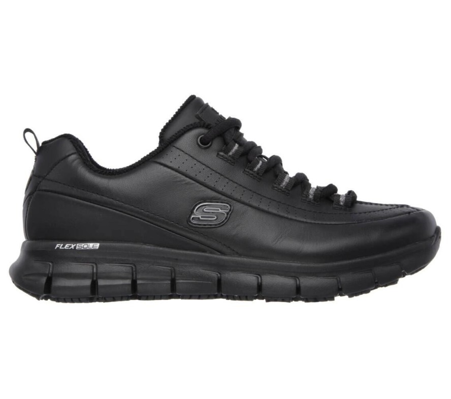 Buty sportowe damskie Skechers Sure Track Trickel sneakersy skórzane czarne
