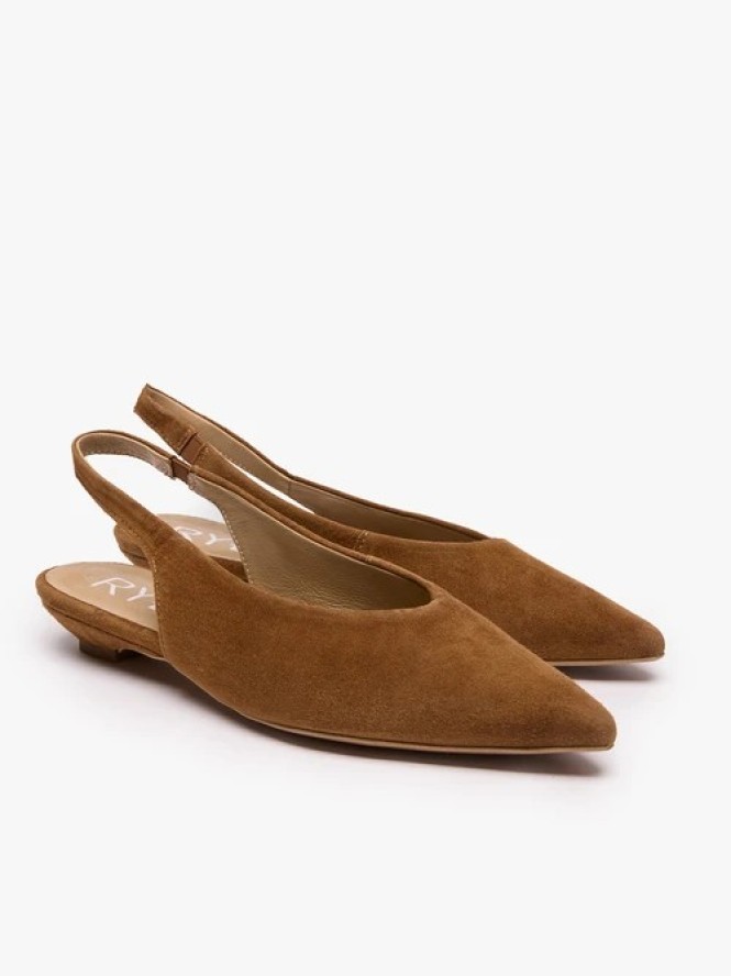 Brązowe czółenka slingback w szpic