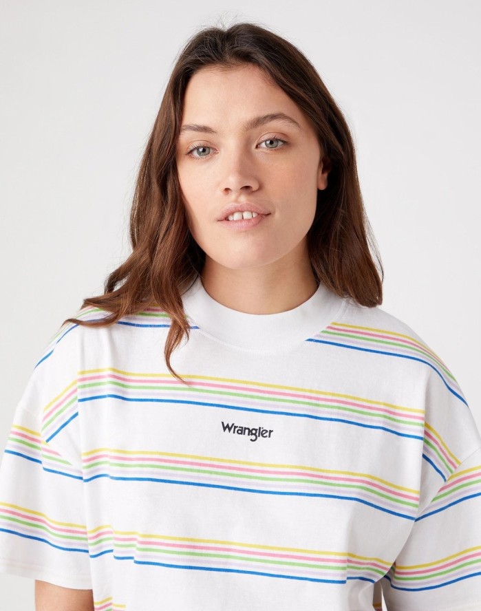 DAMSKI T-SHIRT WRANGLER HIGH NECK GIRLFRIEND WHITE W7Q9GHX12 112132091