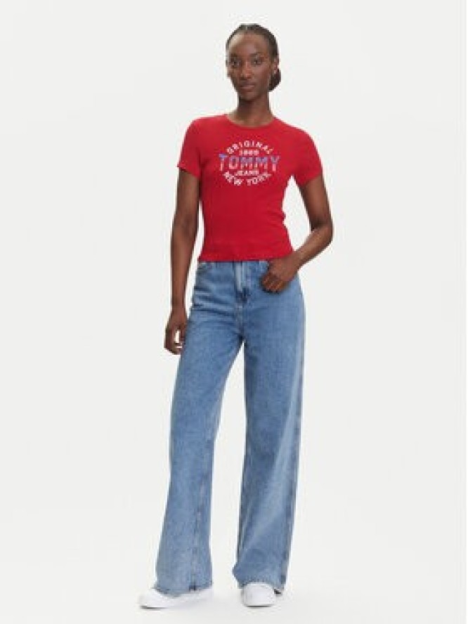 Tommy Jeans T-Shirt DW0DW21421 Czerwony Slim Fit