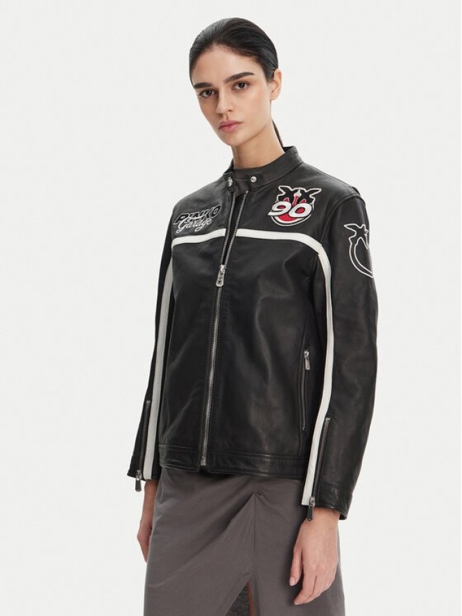 PINKO Kurtka skórzana 105296 A2N5 Czarny Regular Fit