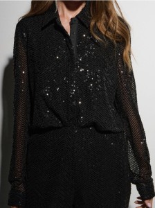Koszula z połyskującymi cekinami - czarny