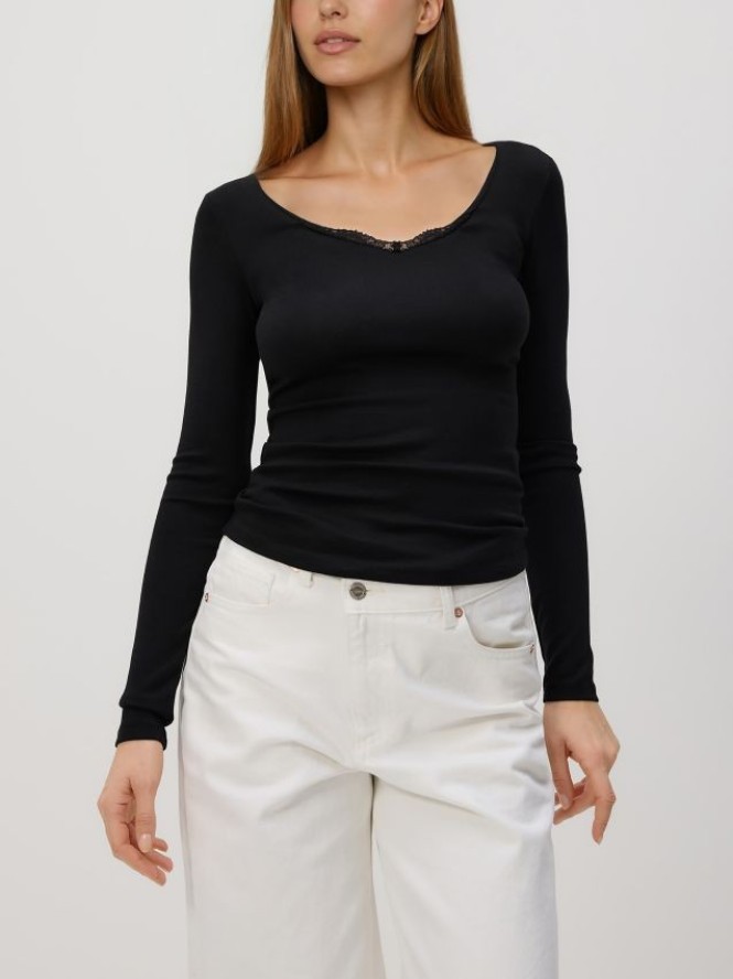 Bluzka z koronką - czarny